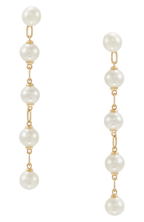 Frankie & Zoe Freshwater Pearl Linear Drop Earrings In Yellow Gold