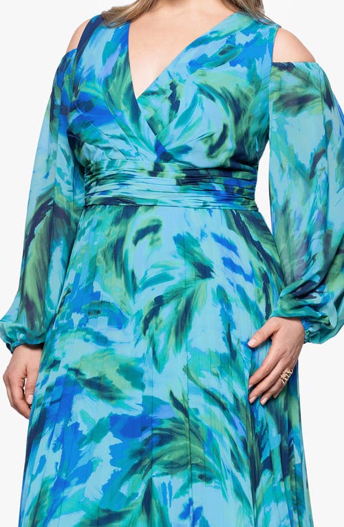 Xscape Evenings Pleated Long Sleeve Gown