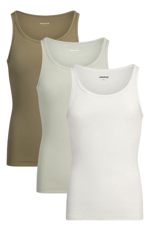 3-Pack Rib Stretch Cotton Tanks (Regular & Big)