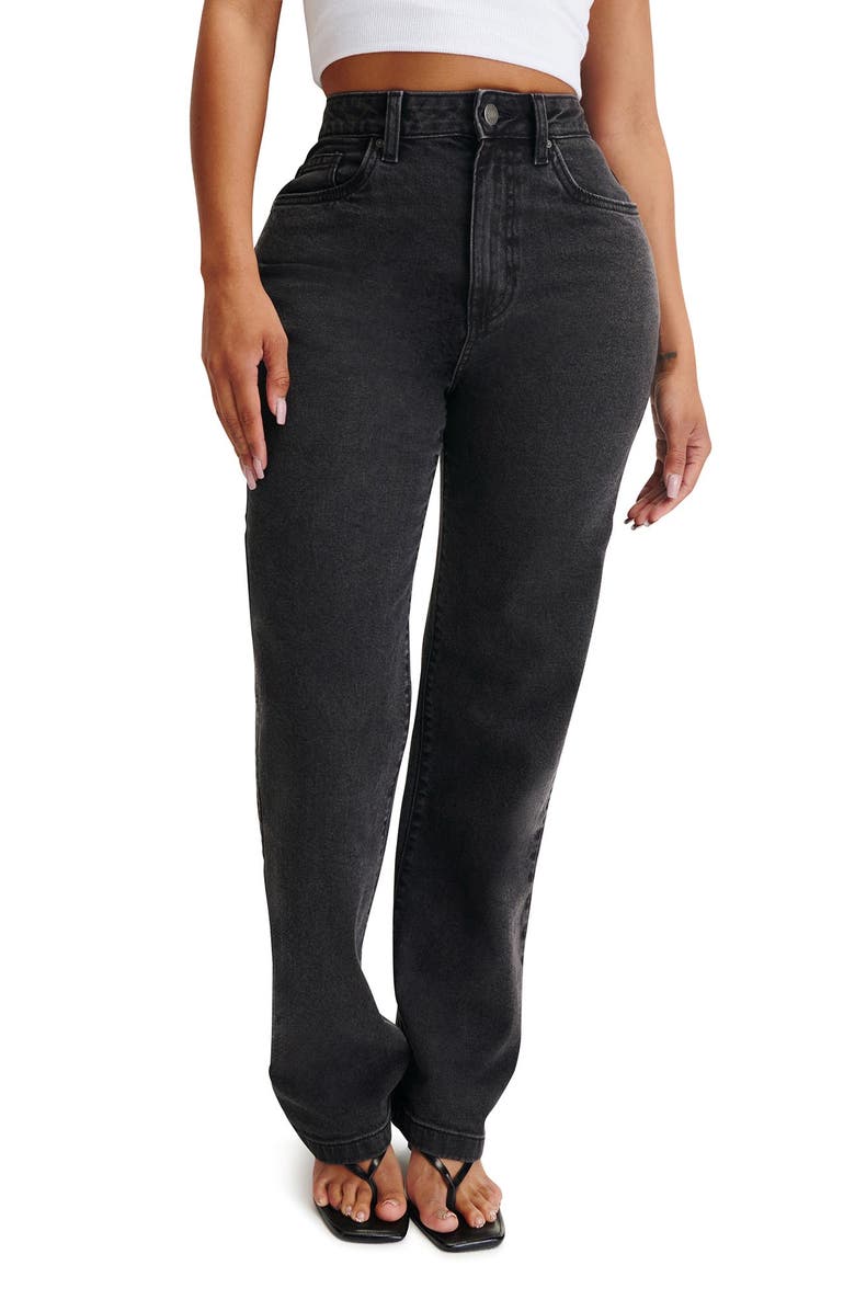 Cotton On Women's Curvy Stretch Straight Jean, Main, color, Slate Black