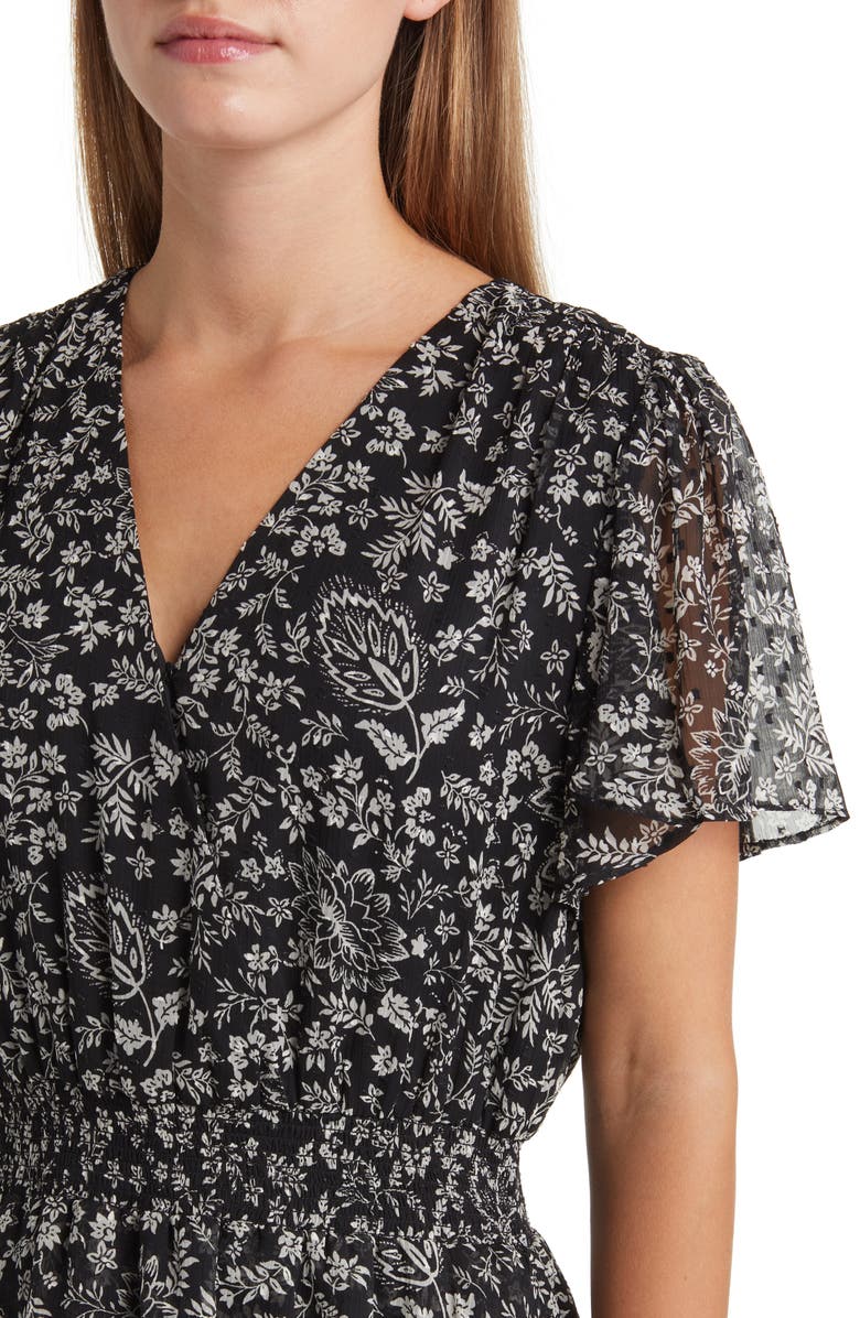 Vince Camuto Floral Print Tiered Chiffon Dress, Alternate, color,