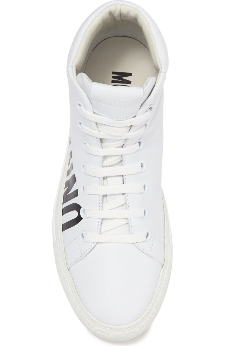 Moschino Logo Print High Top Sneaker, Alternate, color,