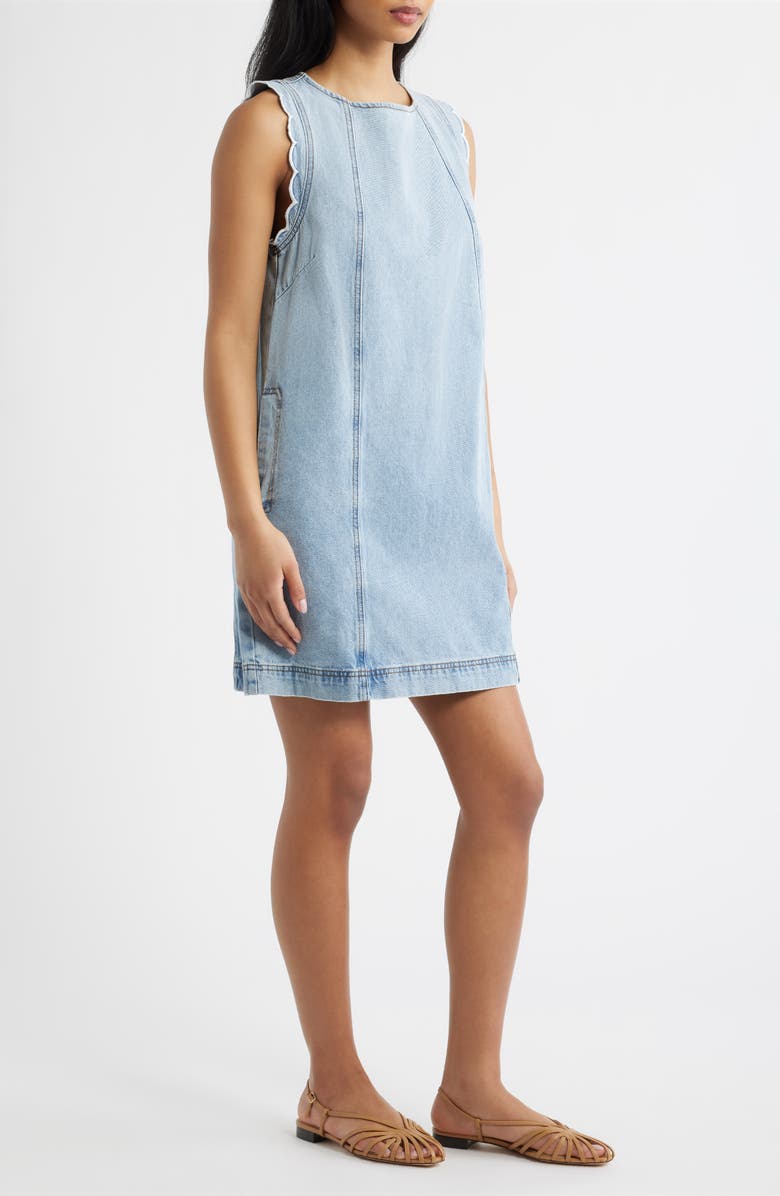 FRNCH Vito Scallop Sleeveless Shift Dress, Alternate, color, Bleu Jean