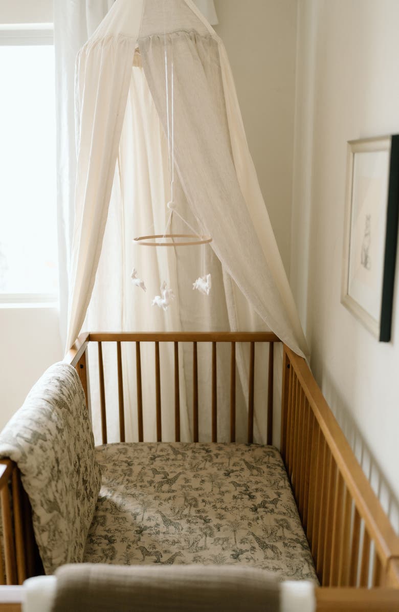 Oilo Print Organic Cotton Muslin Crib Sheet, Alternate, color, Eggshell