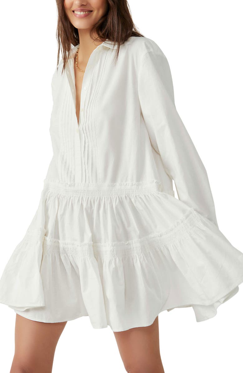 Free People Billie Long Sleeve Mini Shirtdress, Alternate, color,