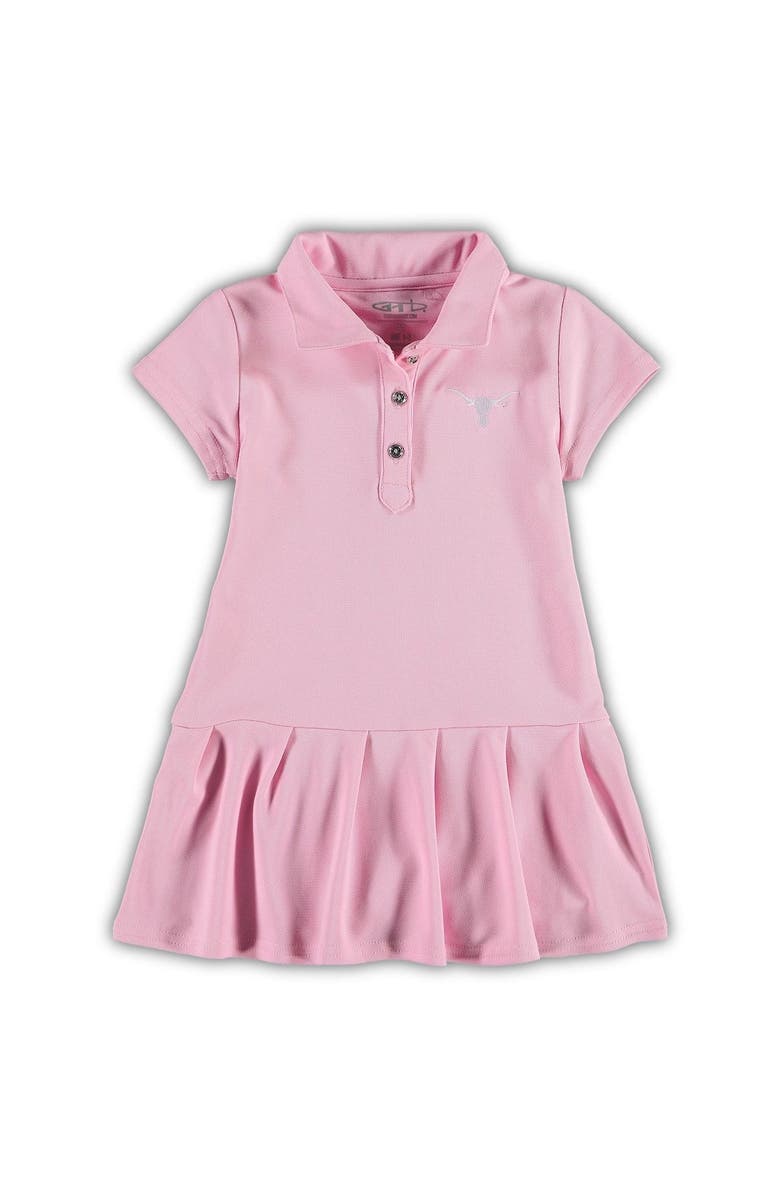 GARB Girls Toddler Garb Pink Texas Longhorns Caroline Cap Sleeve Polo Dress, Alternate, color,