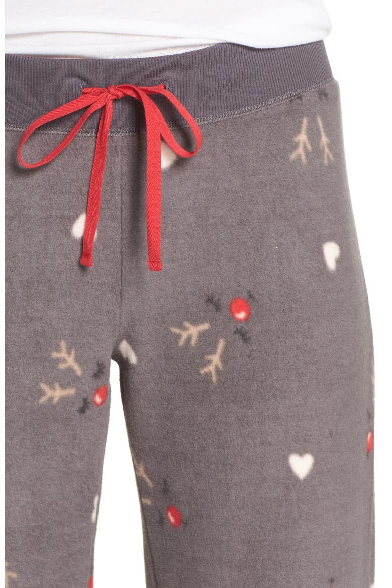 Fleece Pajama Pants, Alternate, color, GREY PAVEMENT RUDOLF