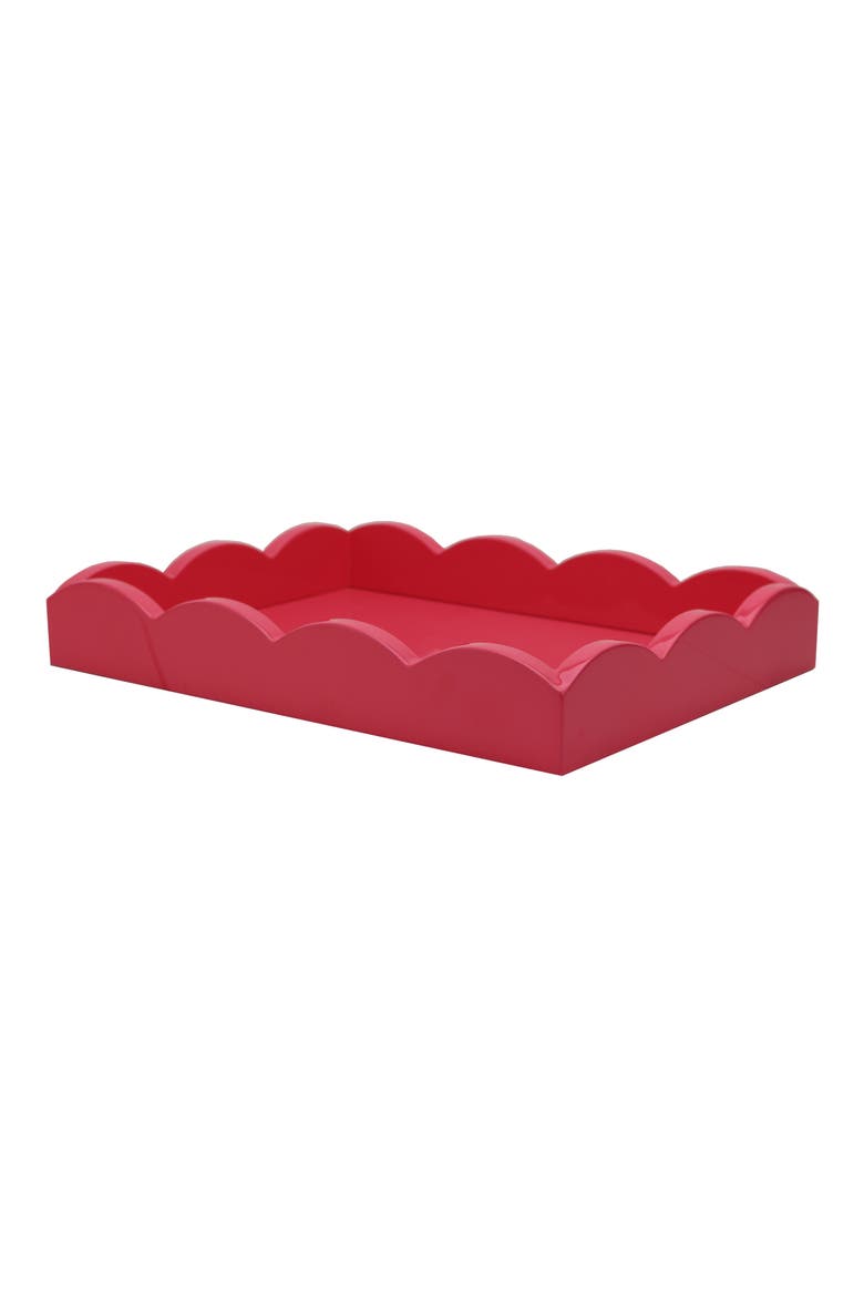 Scalloped Wood Tray, Main, color, WATERMELON