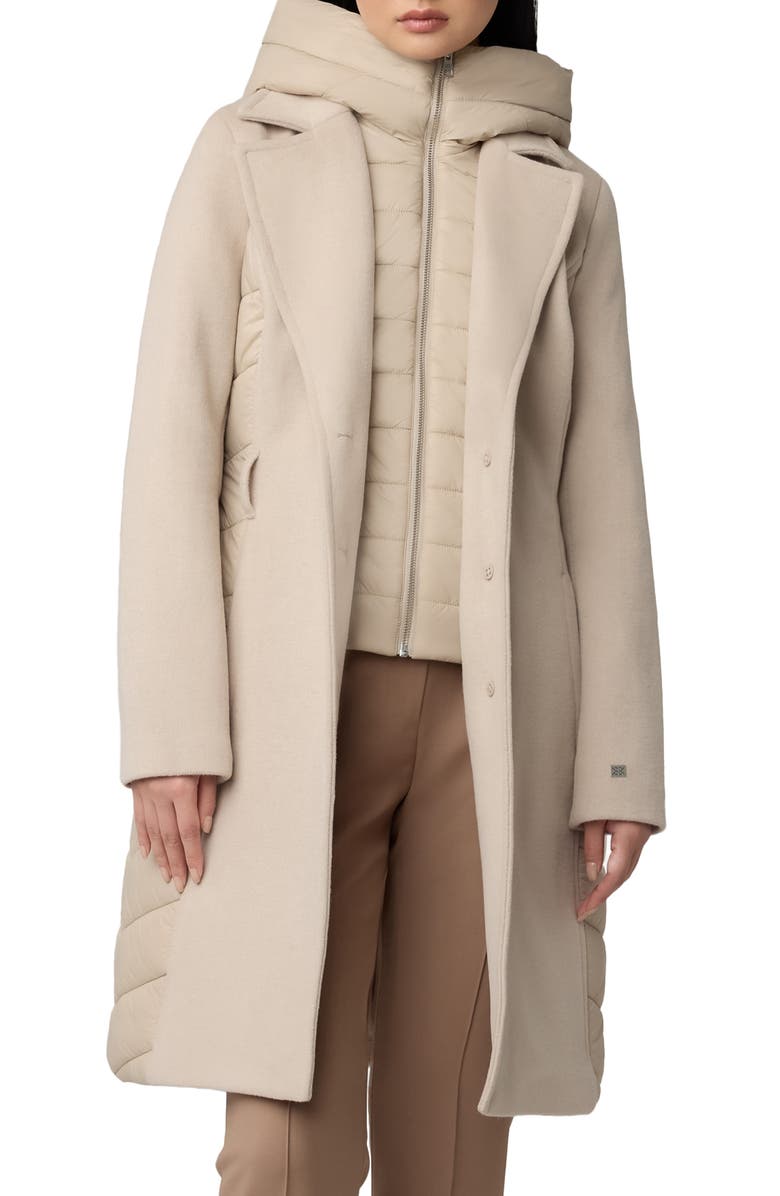 Soia & Kyo Classic Fit Wool Blend Coat with Removable Puffer Bib, Main, color,