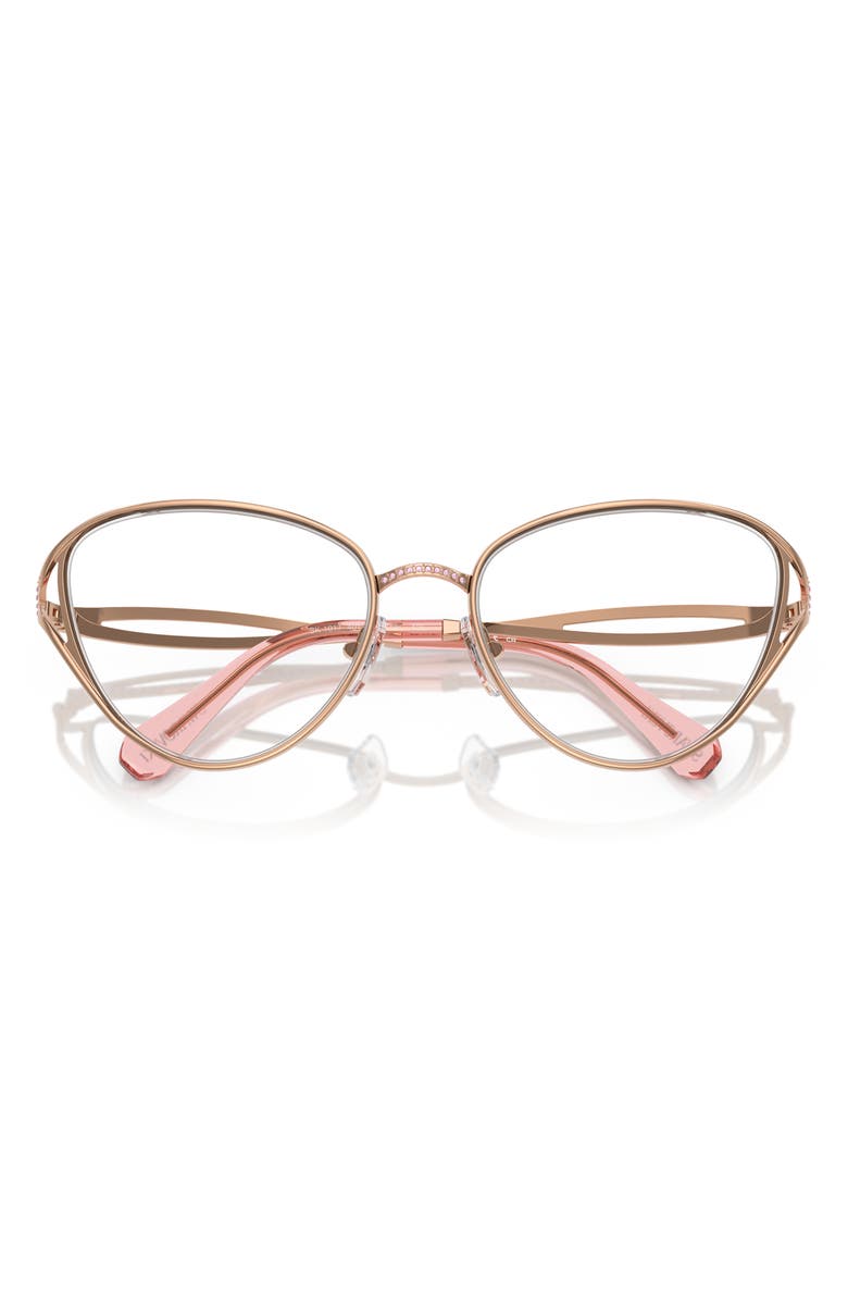 Swarovski 57mm Cat Eye Optical Glasses, Alternate, color, Rose Gold