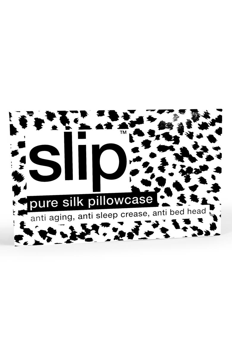 slip <sup>™</sup> for beauty sleep<sup>™</sup> Black & White Leopard Pillowcase, Alternate, color, 