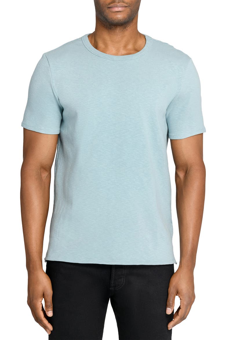 Asher Black Slub Stretch Cotton & Modal T-Shirt, Main, color, BLUE