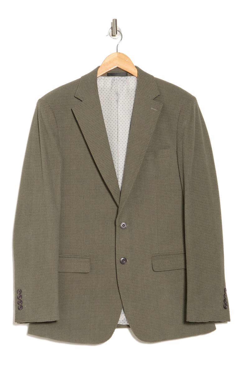 Slim Fit Solid Cotton Blend Textured Blazer, Alternate, color, SAGE