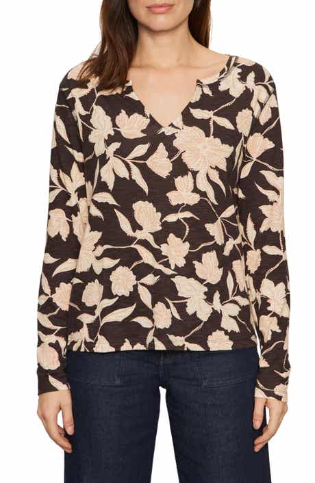Sanctuary Print Split Neck Knit Top