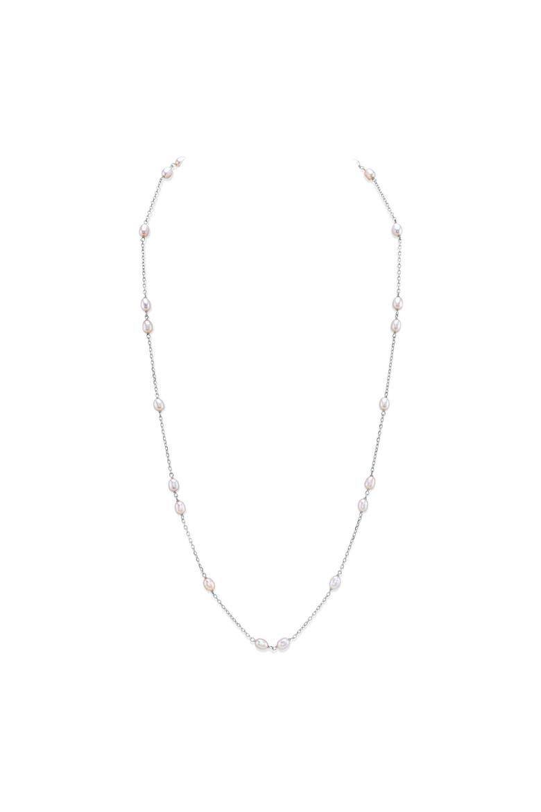 White Freshwater Pearl Tincup Anna Necklace, Main, color, Sterling Silver