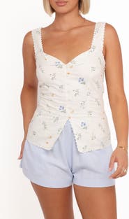 Petal & Pup Ana Floral Embroidered Lace Trim Split Front Top