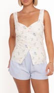 Petal & Pup Ana Floral Embroidered Lace Trim Split Front Top