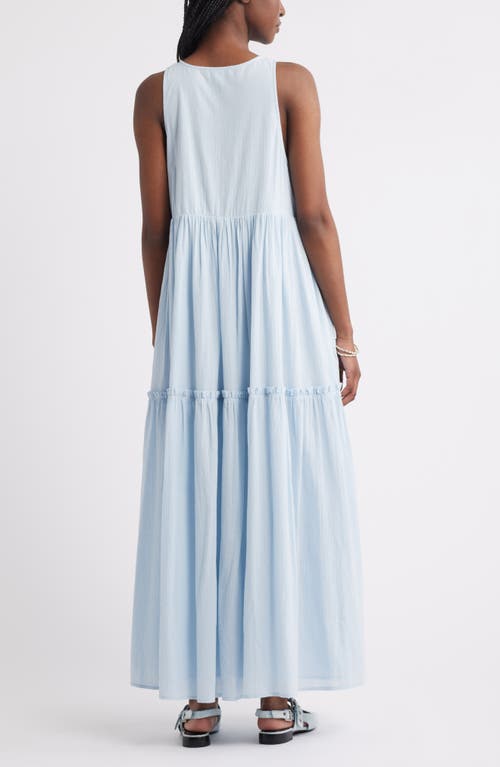 Treasure & Bond Sleeveless Tiered Cotton Gauze Maxi Sundress In Blue