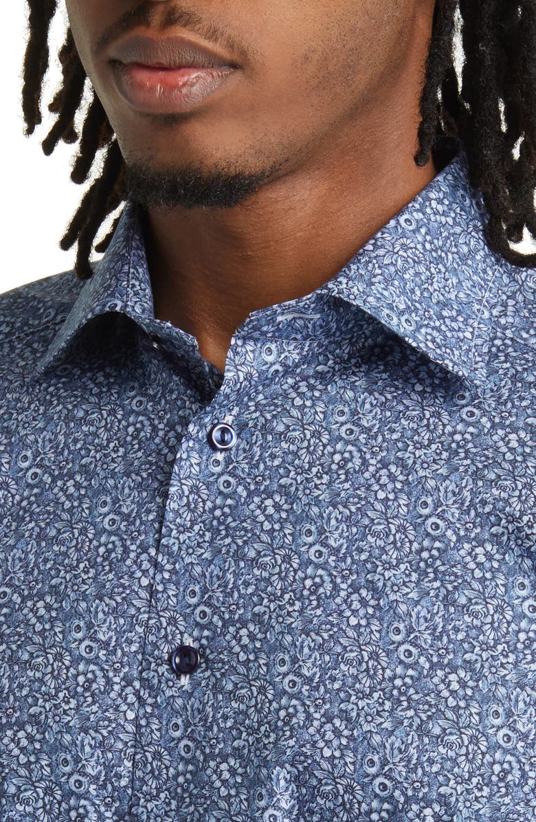 Eton Slim Fit Floral Cotton Dress Shirt, Alternate, color,