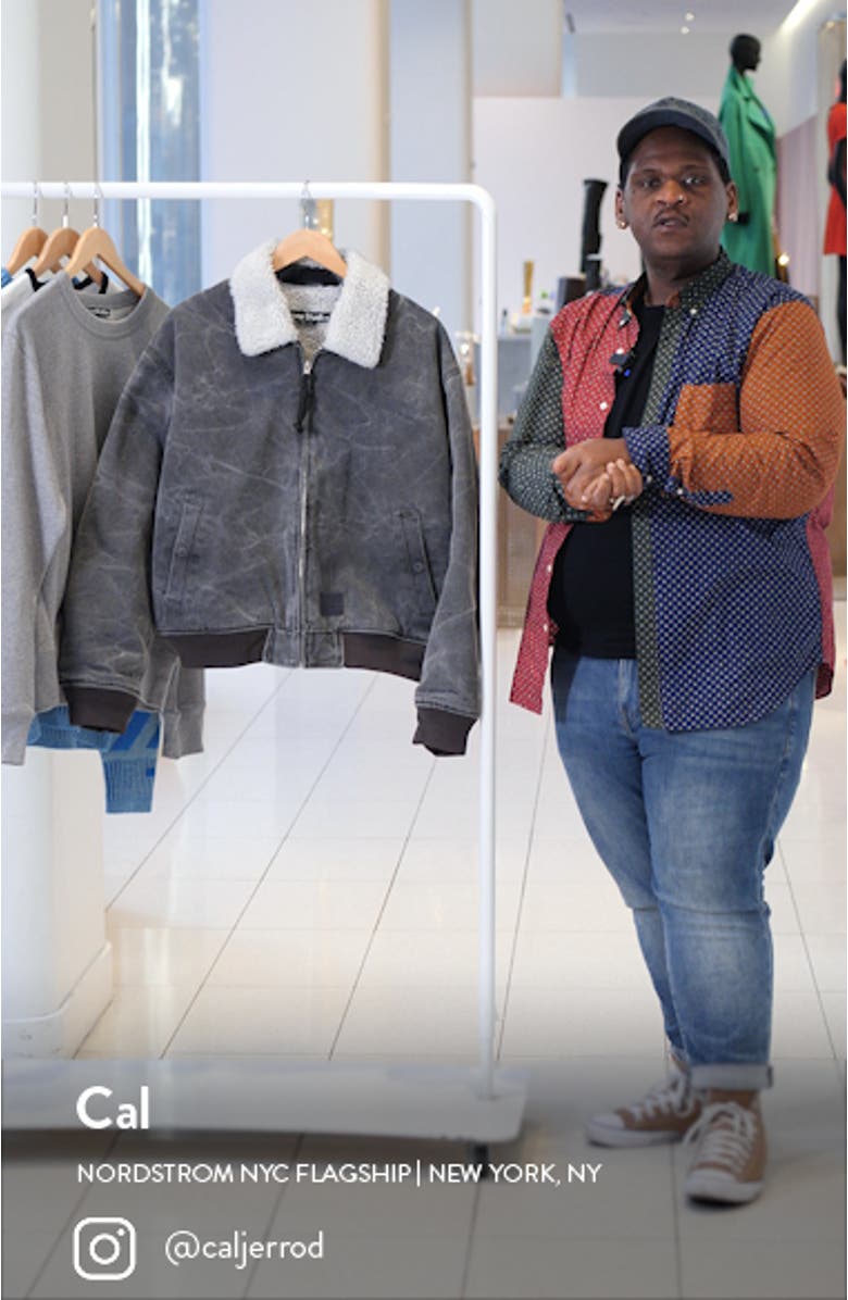 Denim & Faux Shearling Bomber Jacket, sales video thumbnail