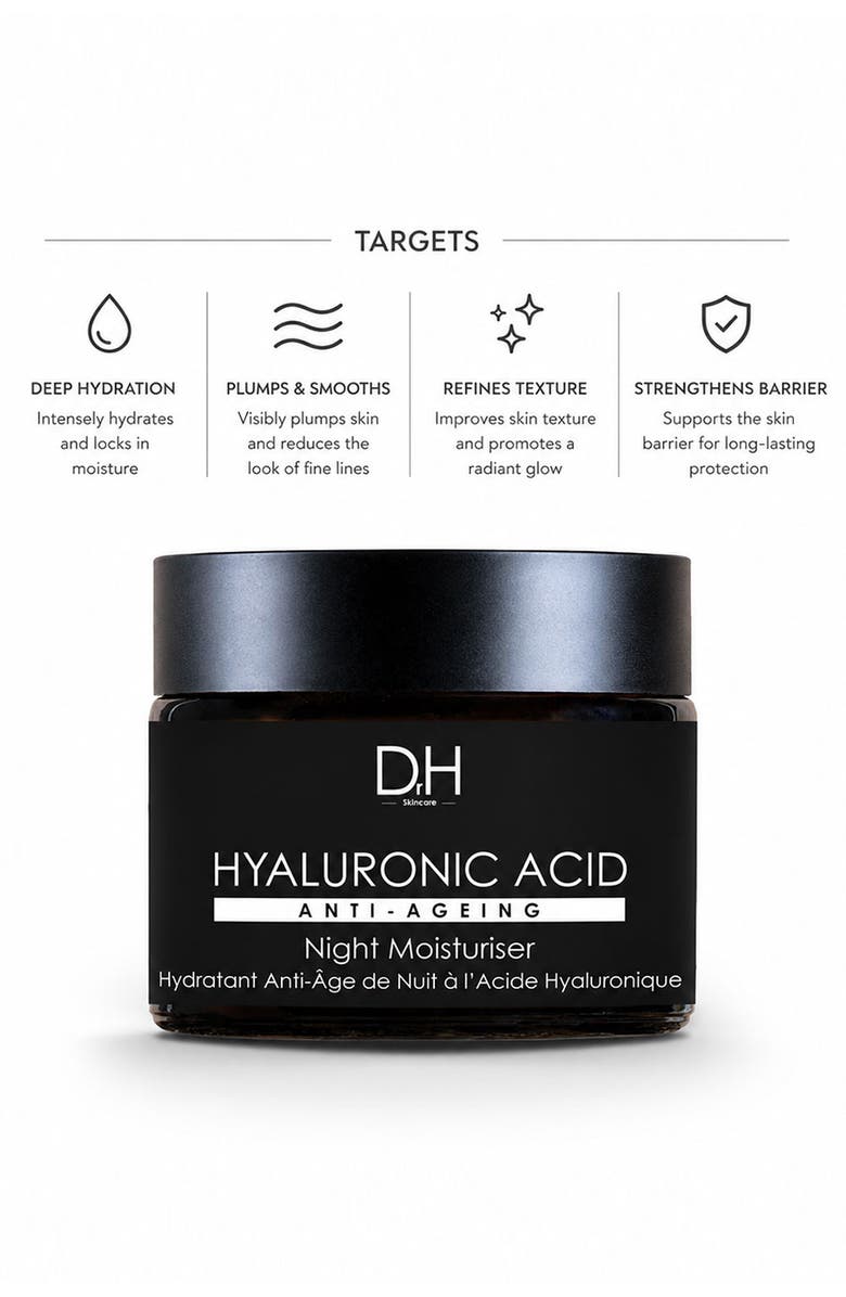 Dr H Hyaluronic Acid Renewal Night Moisturiser for Plumping & Radiance 60ml, Main, color, White