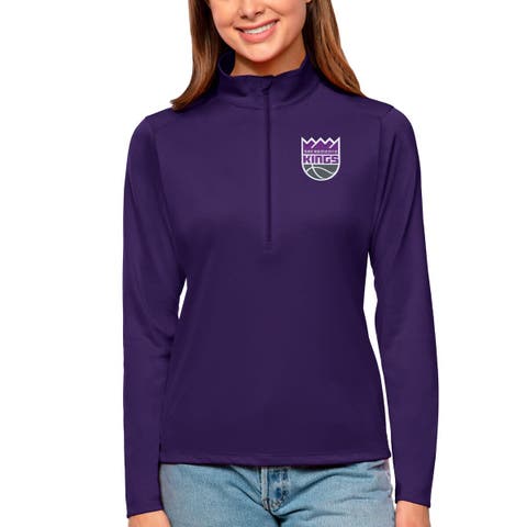 Women's Antigua Purple Sacramento Kings Tribute Half-Zip Top