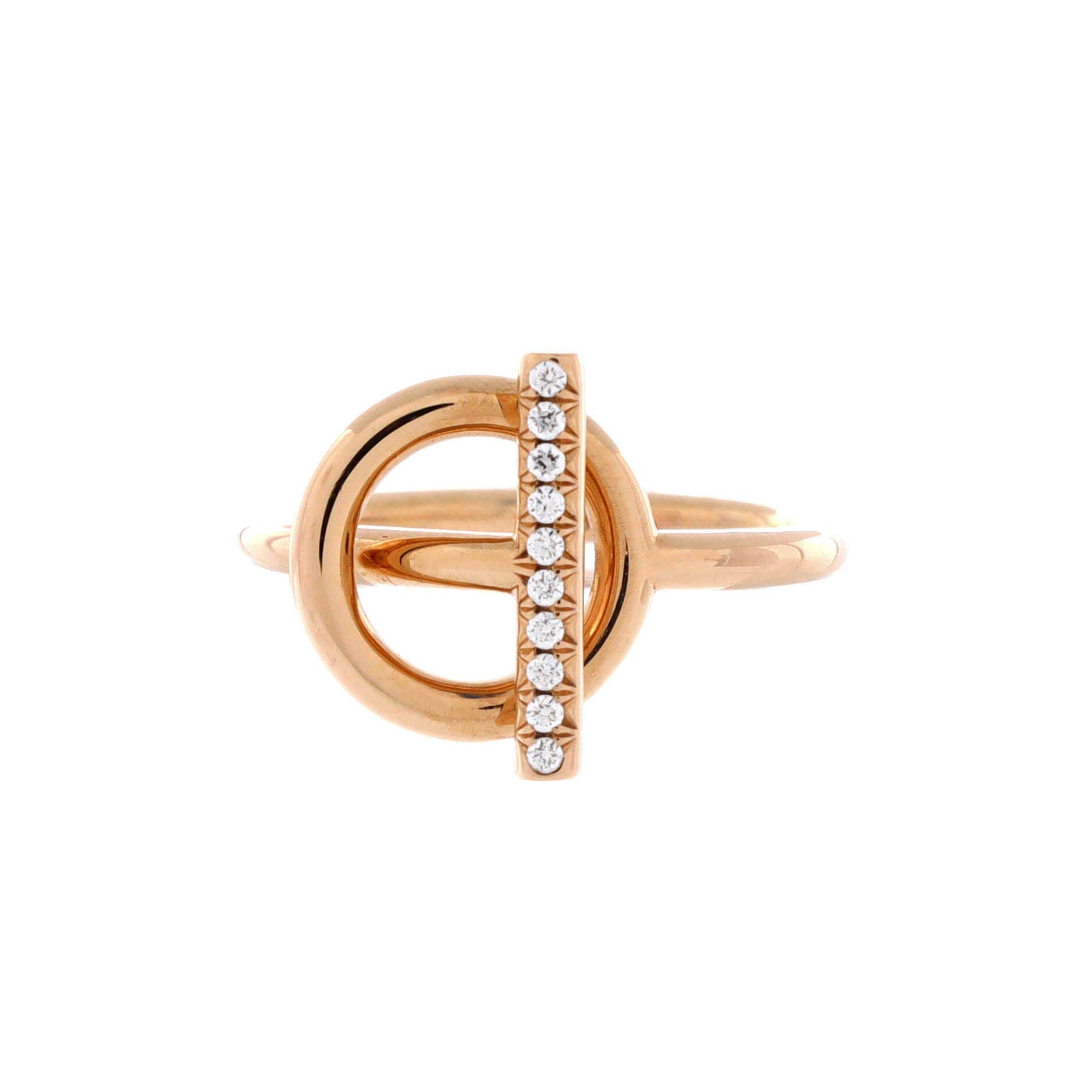 Pre-Owned Hermes Echappee Ring 18K Rose Gold and Diamonds Small, Main, color, Rose Gold