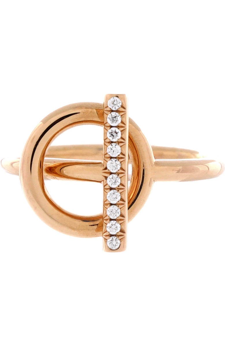 Pre-Owned Hermes Echappee Ring 18K Rose Gold and Diamonds Small, Main, color, Rose Gold