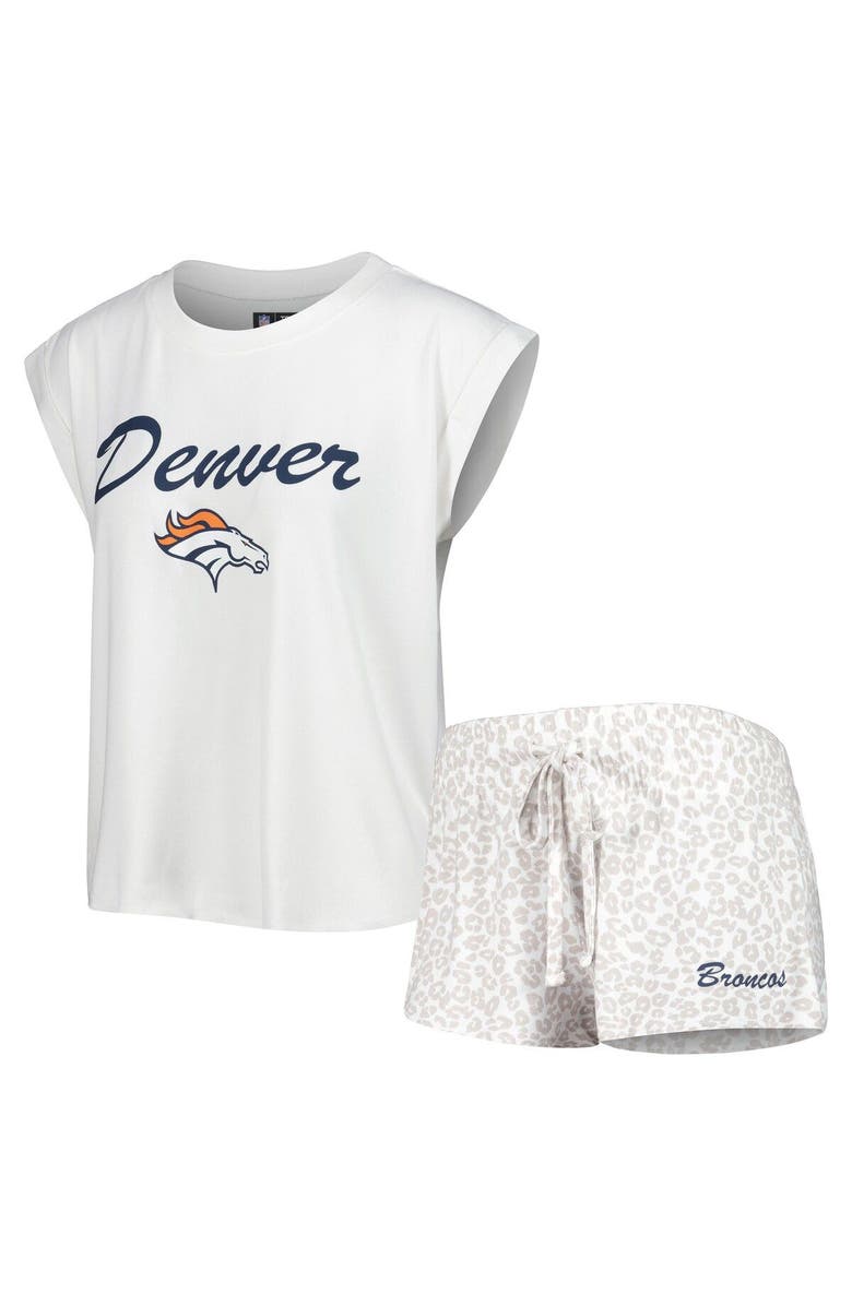 CONCEPTS SPORT Women's Concepts Sport White/Cream Denver Broncos Montana Knit T-Shirt & Shorts Sleep Set, Main, color, White