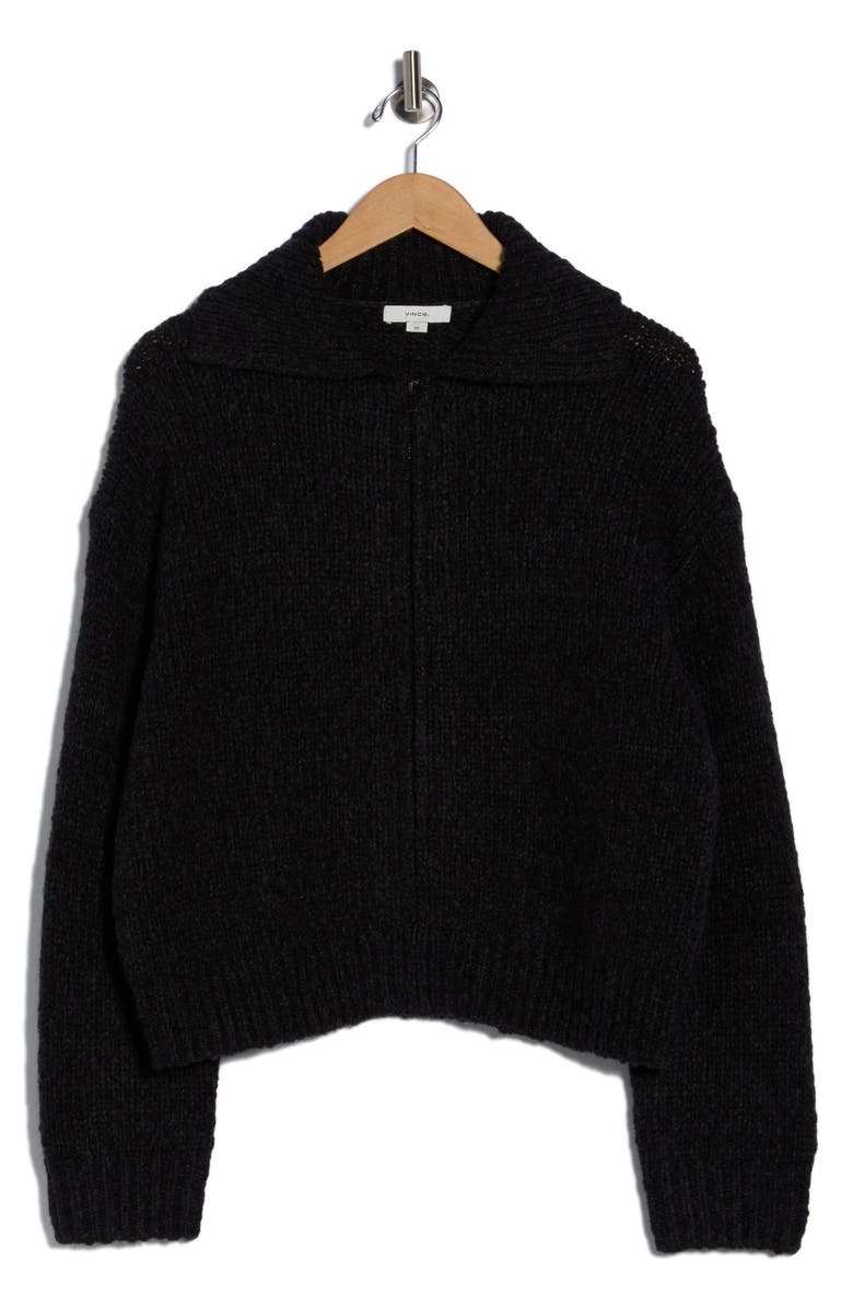Vince Zip-Up Cardigan, Alternate, color, Heather Charcoal
