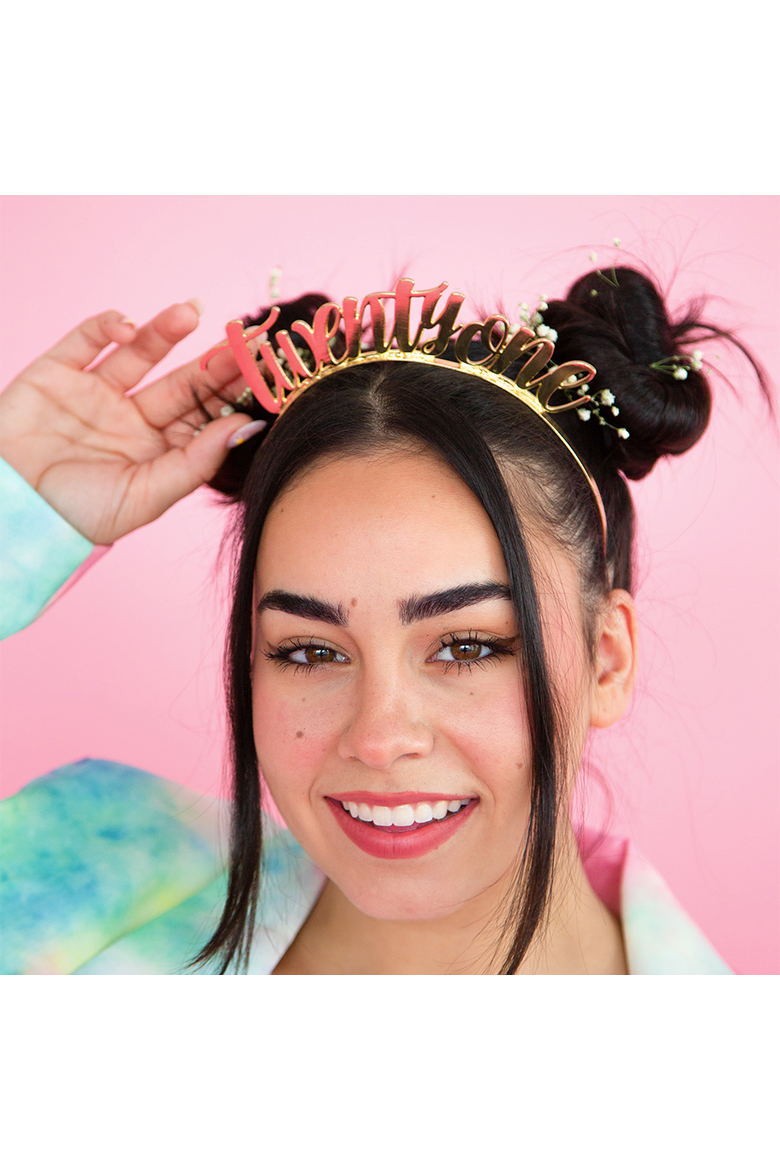 Milestone Events Metal Headbands, Alternate, color, Rose Gold Twenty One