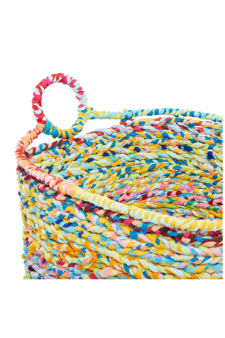 Multi Colored Cotton Bohemian Storage Basket with Handles, Alternate, color, MULTI