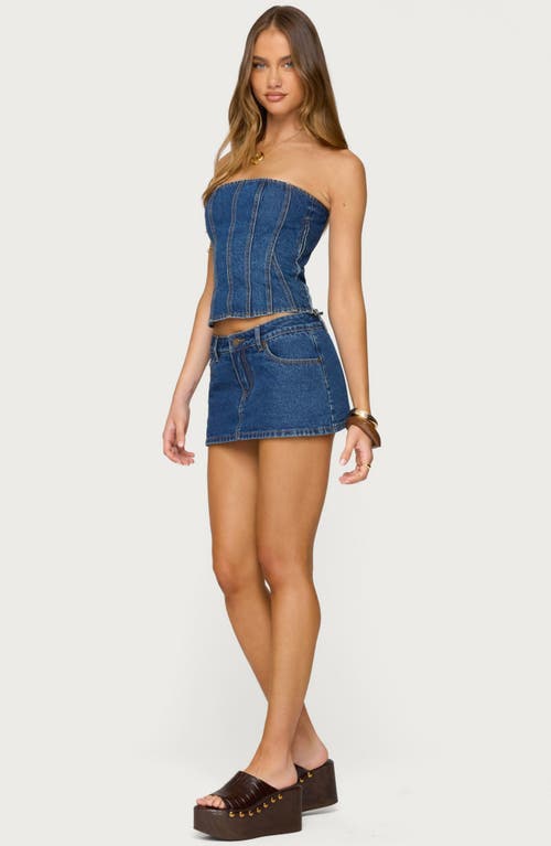 Edikted Camelia Low Rise Denim Miniskort In Blue