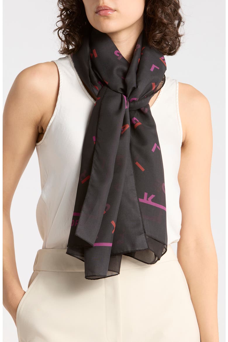Scattered Letters Scarf, Main, color, BLACK