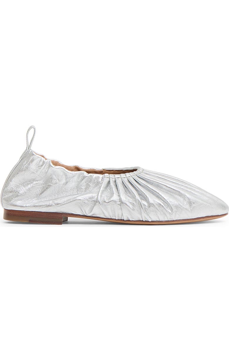 Mansur Gavriel Ruched Ballerina Flat, Alternate, color, Silver