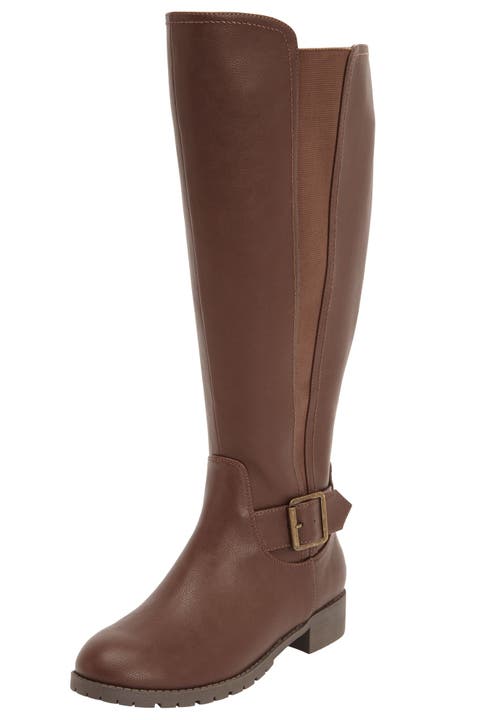 Comfortview The Milan Tall Wide Calf Boot In Brown