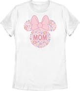 Minnie Mouse Women's Minnie Mouse Bow Icon Mom Flower Pattern  Graphic T-Shirt