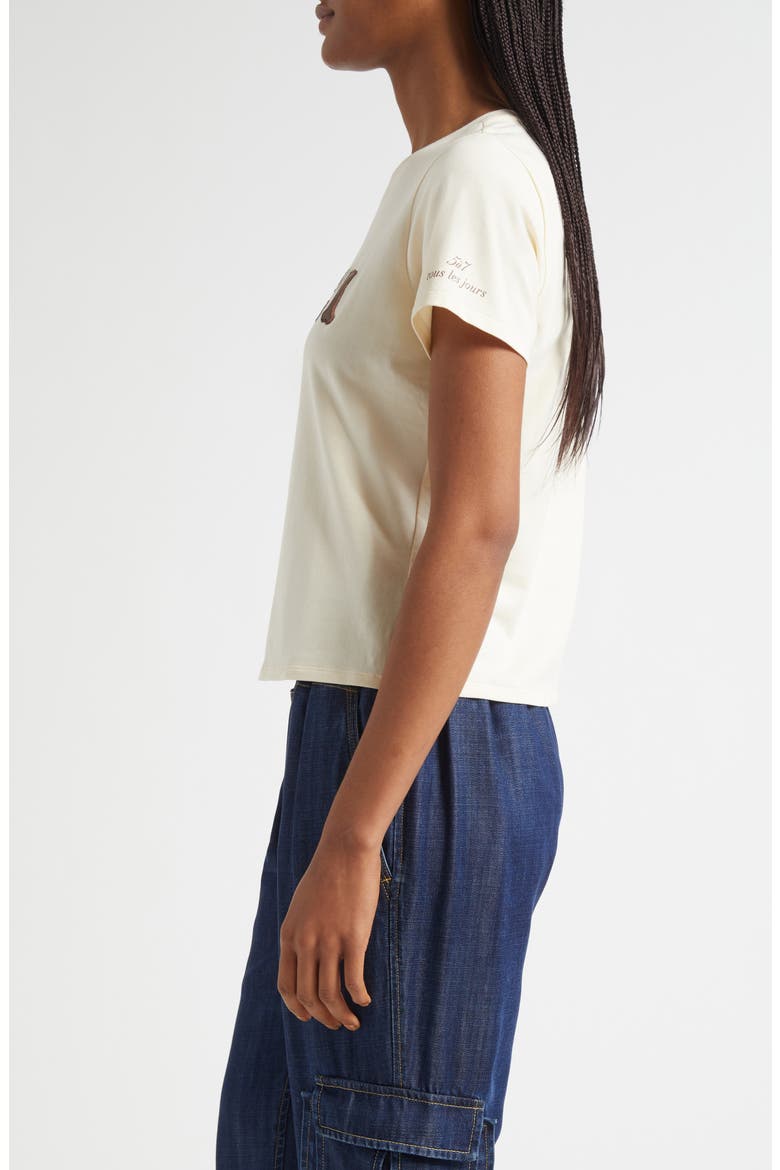Faux Leather Appliqué Shrunken T-Shirt, Alternate, color, GARDENIA/DARK SEPIA