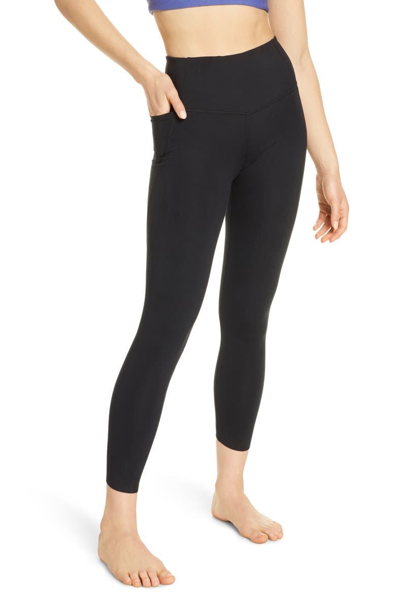 Zella High Waist Studio Lite Pocket 7/8 Leggings, Main, color, Black