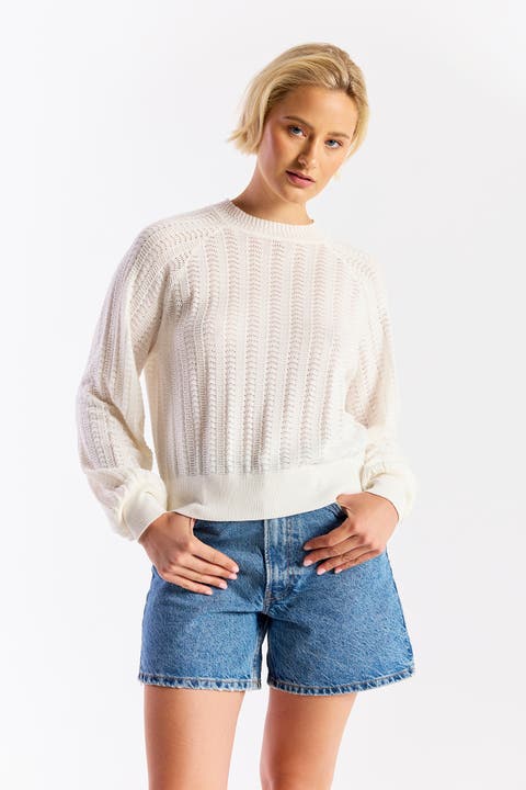 Stitch Raglan Crew Neck Sweater