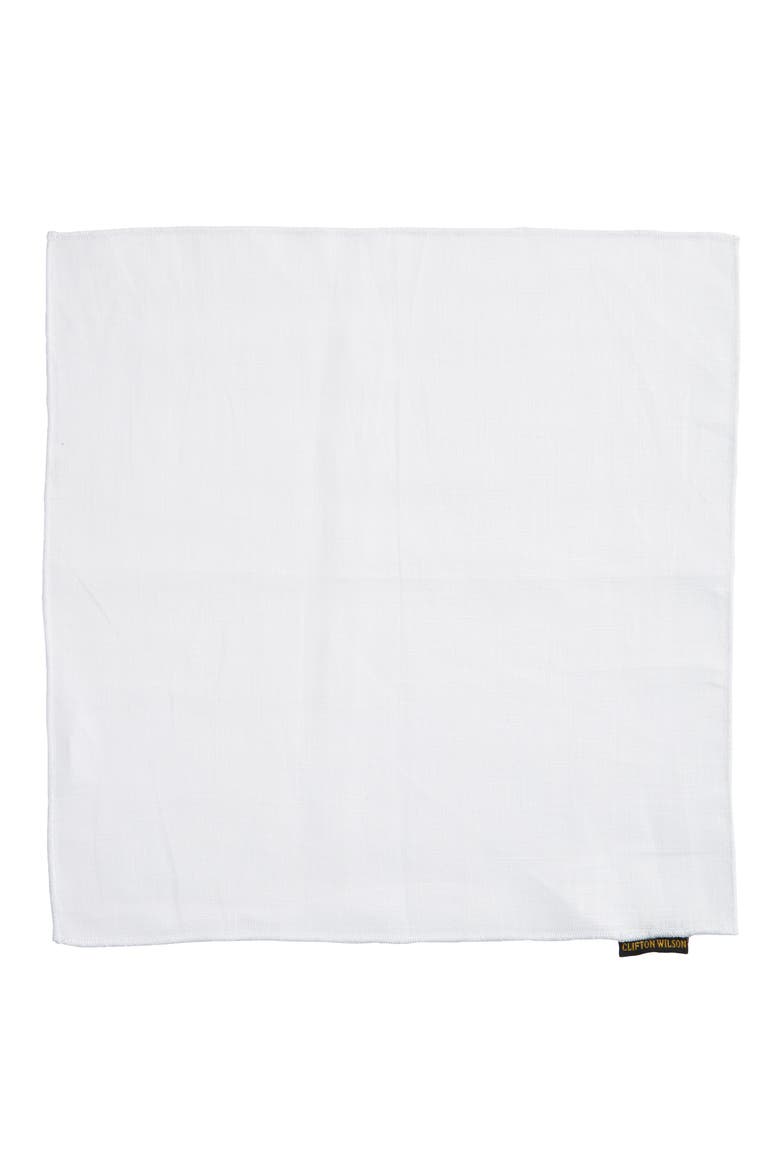 Linen Pocket Square, Alternate, color, WHITE