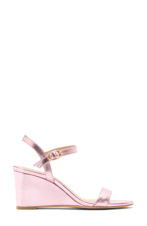 Stuart Weitzman Dancer 75 Leather Wedge Sandal In Cotton Candy