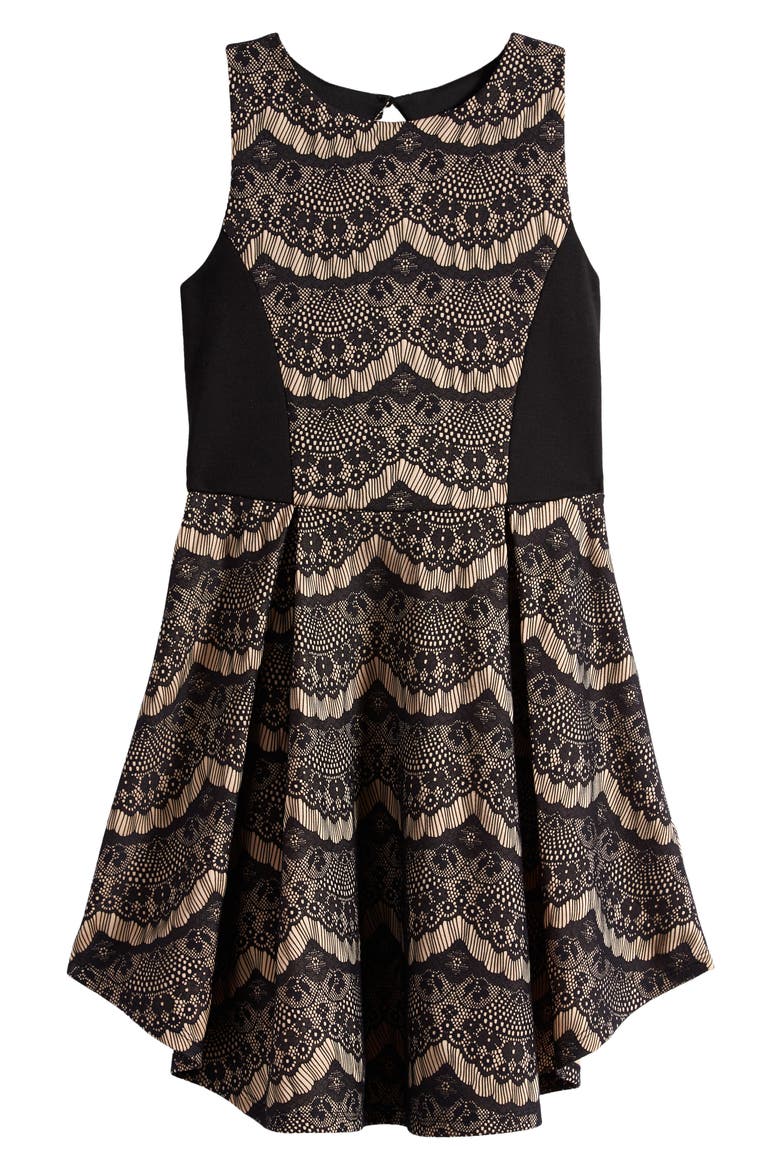 Kids' Bonded Lace Party Dress, Main, color, BLACK
