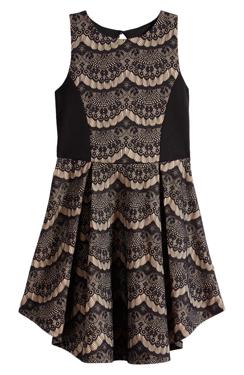 Ava & Yelly Kids' Bonded Lace Party Dress, Main, color, Black