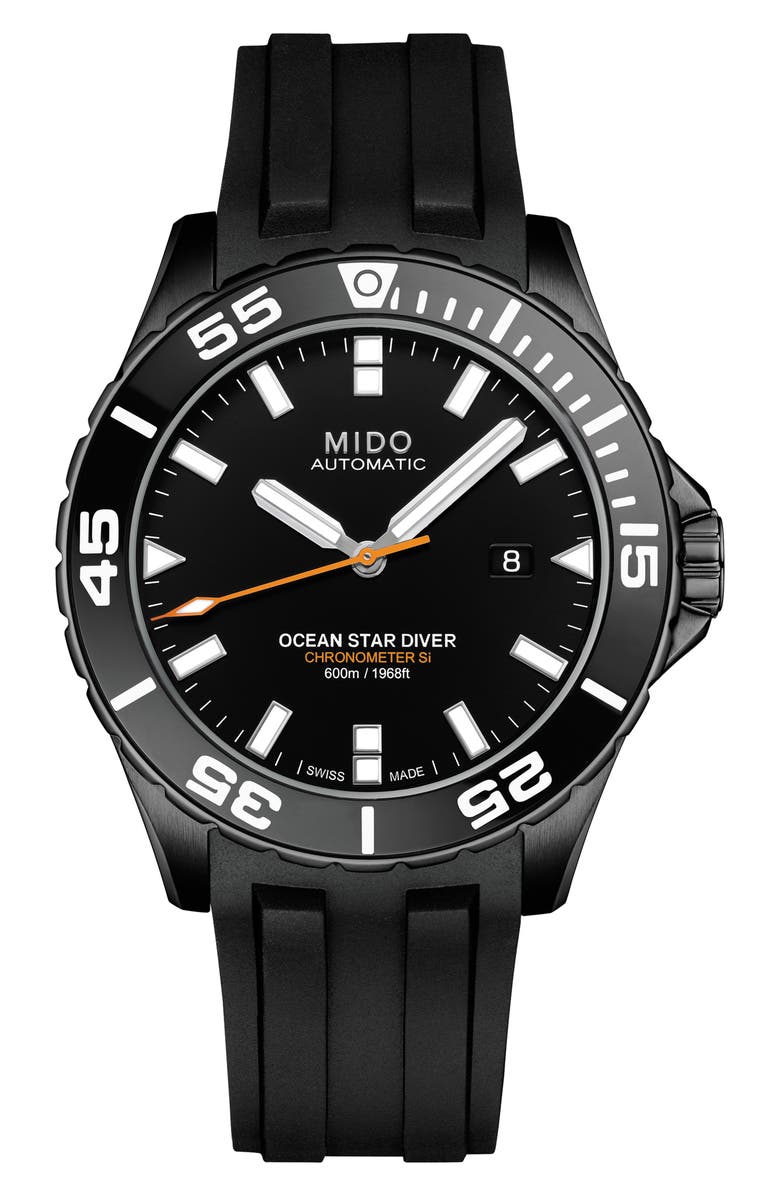 MIDO Ocean Star Diver 600 Automatic Rubber Strap Watch, 43.5mm, Main, color,