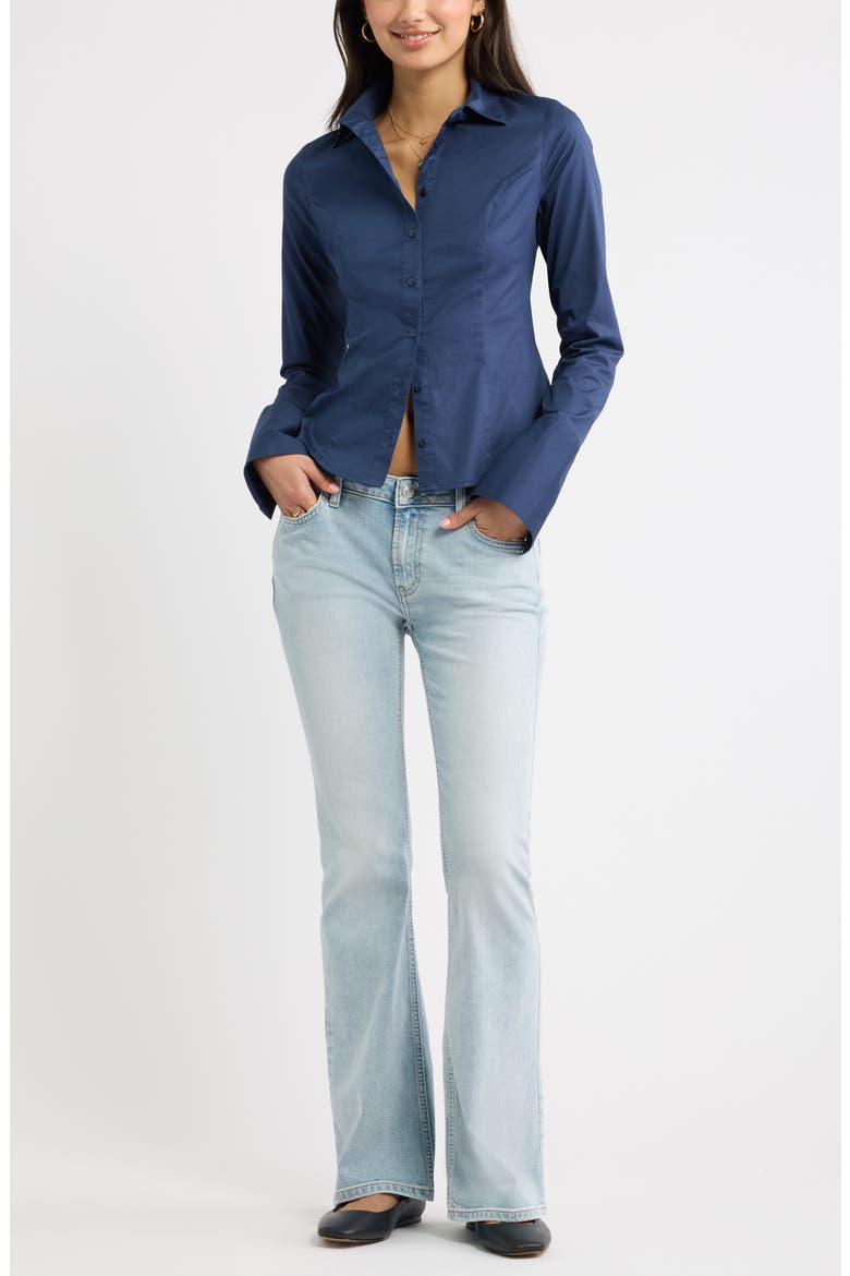 Slim Fit Stretch Cotton Button-Up Shirt, Alternate, color, NAVY INDIGO
