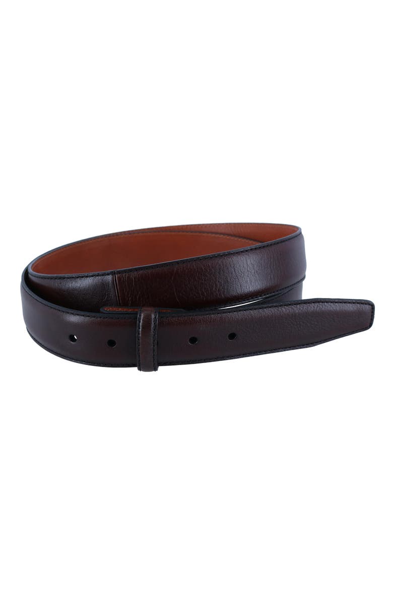 Big & Tall Feather Edge Pebble Leather Harness Belt Strap, Main, color, Brown