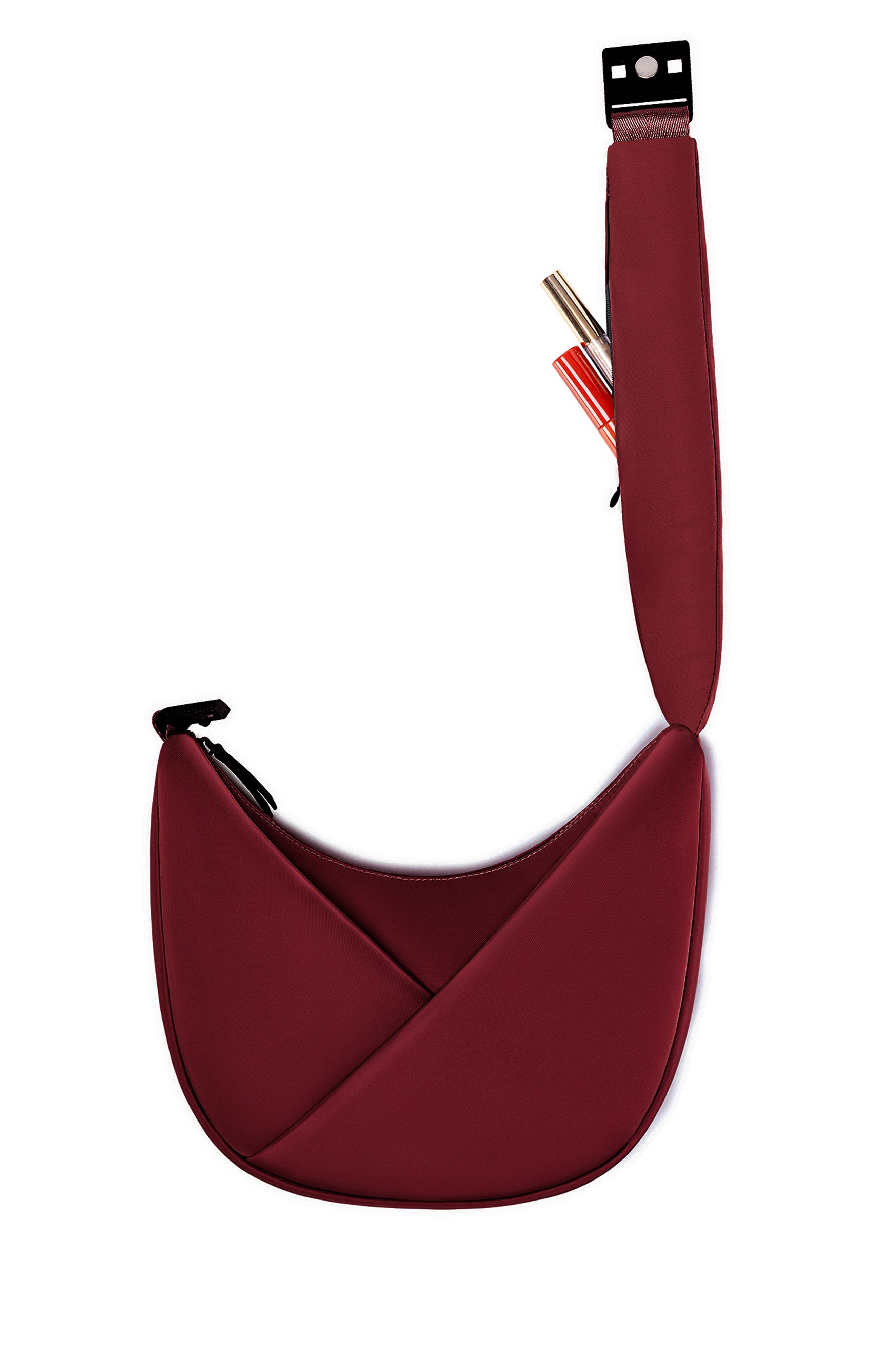 Origami Crescent Handbag Crossbody Bag For Women, Alternate, color, Burgundy
