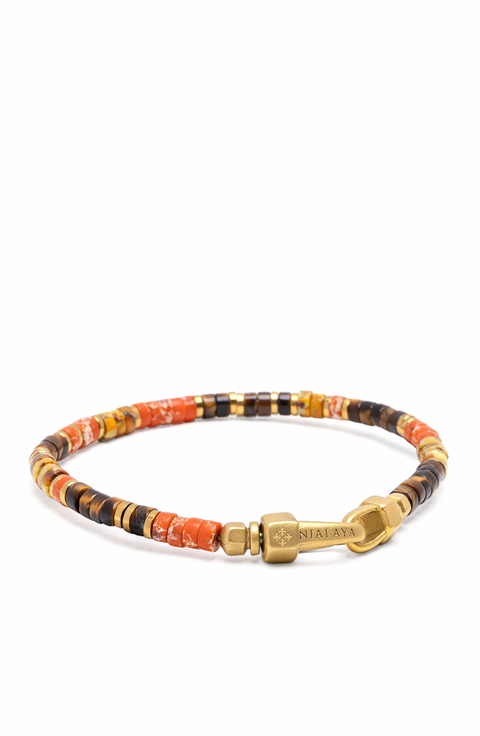 Jasper And Tiger Eye Heishi Bracelet