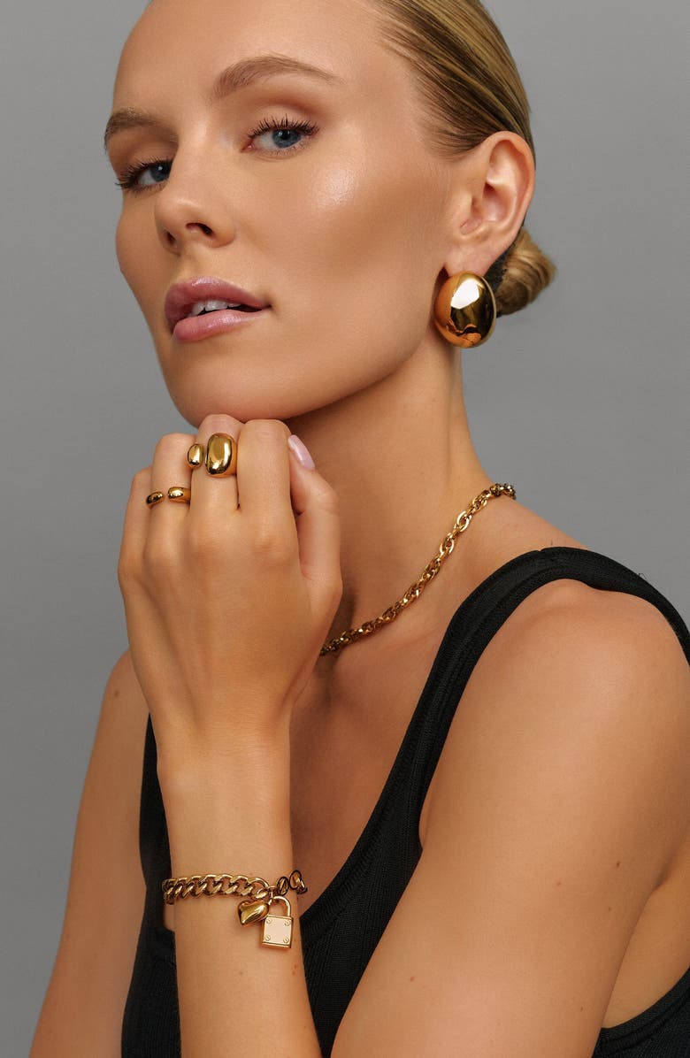 Nialaya Gold Cuban Charm Bracelet, Alternate, color, Gold